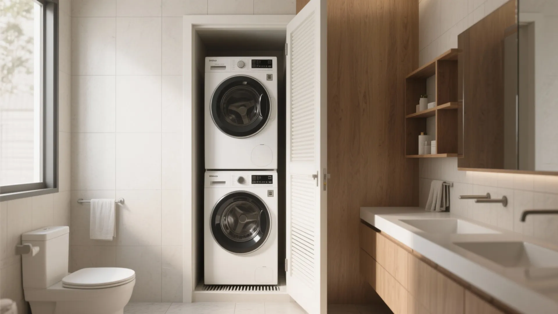 1. Stack it vertically: Washer-dryer column