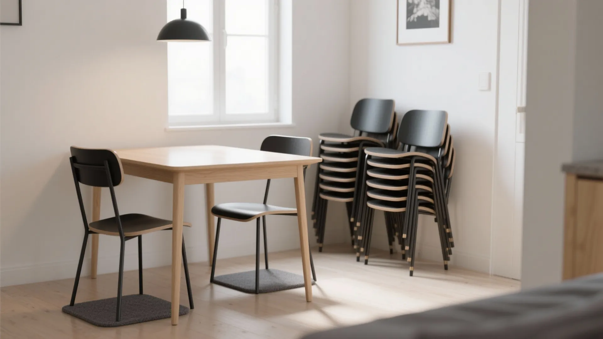 4) Stackable or Folding Chairs for Guests, Not Clutter