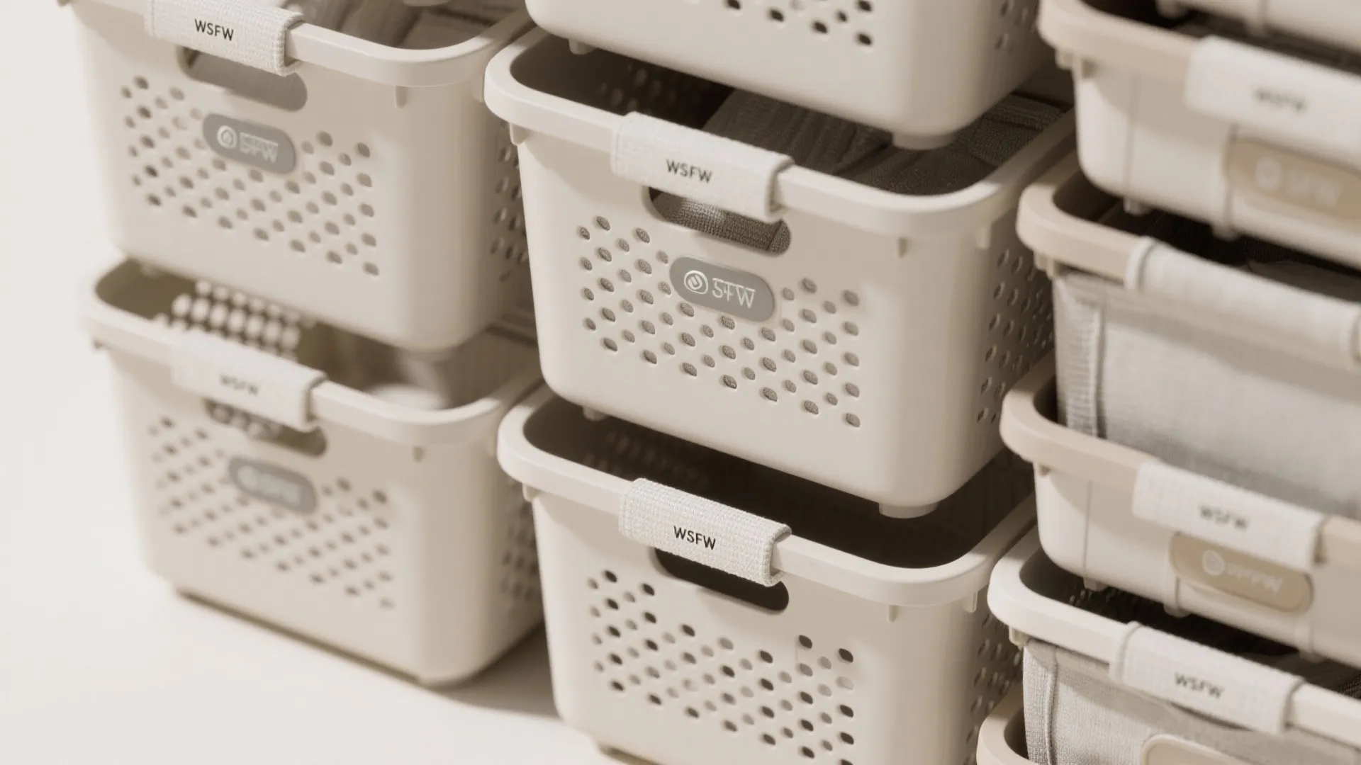 5. Stackable bins or modular hampers