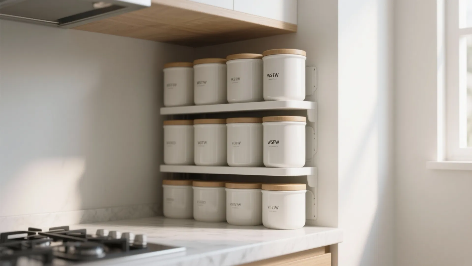 2. Stackable White Canisters for Vertical Storage
