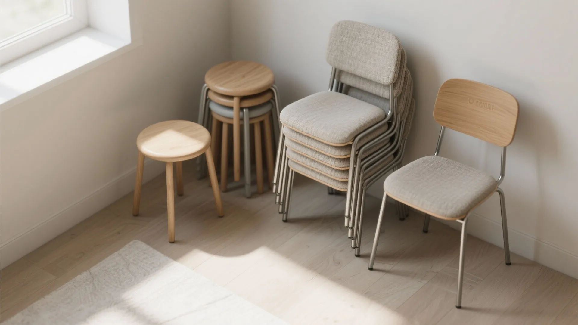 5. Stackable or nesting chairs that double as occasional seating