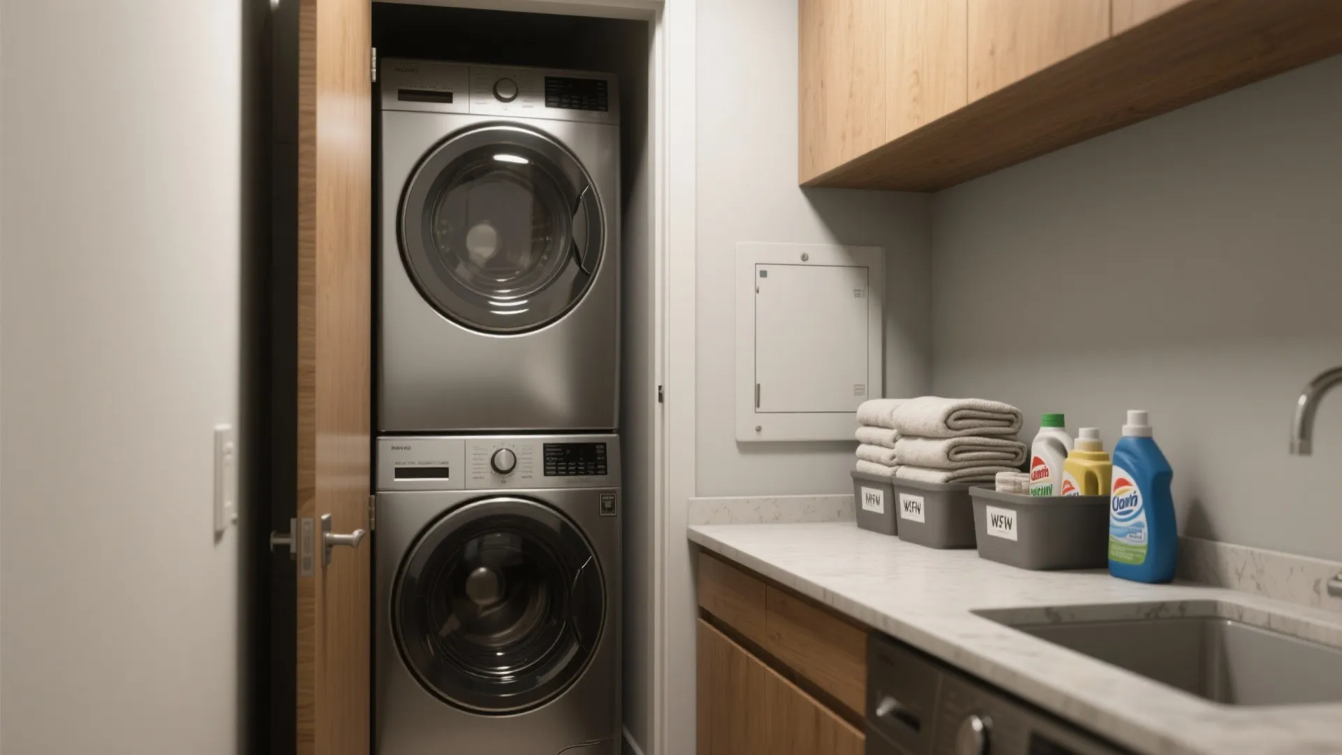 1. Stackables in a Closet: Sleek and Efficient