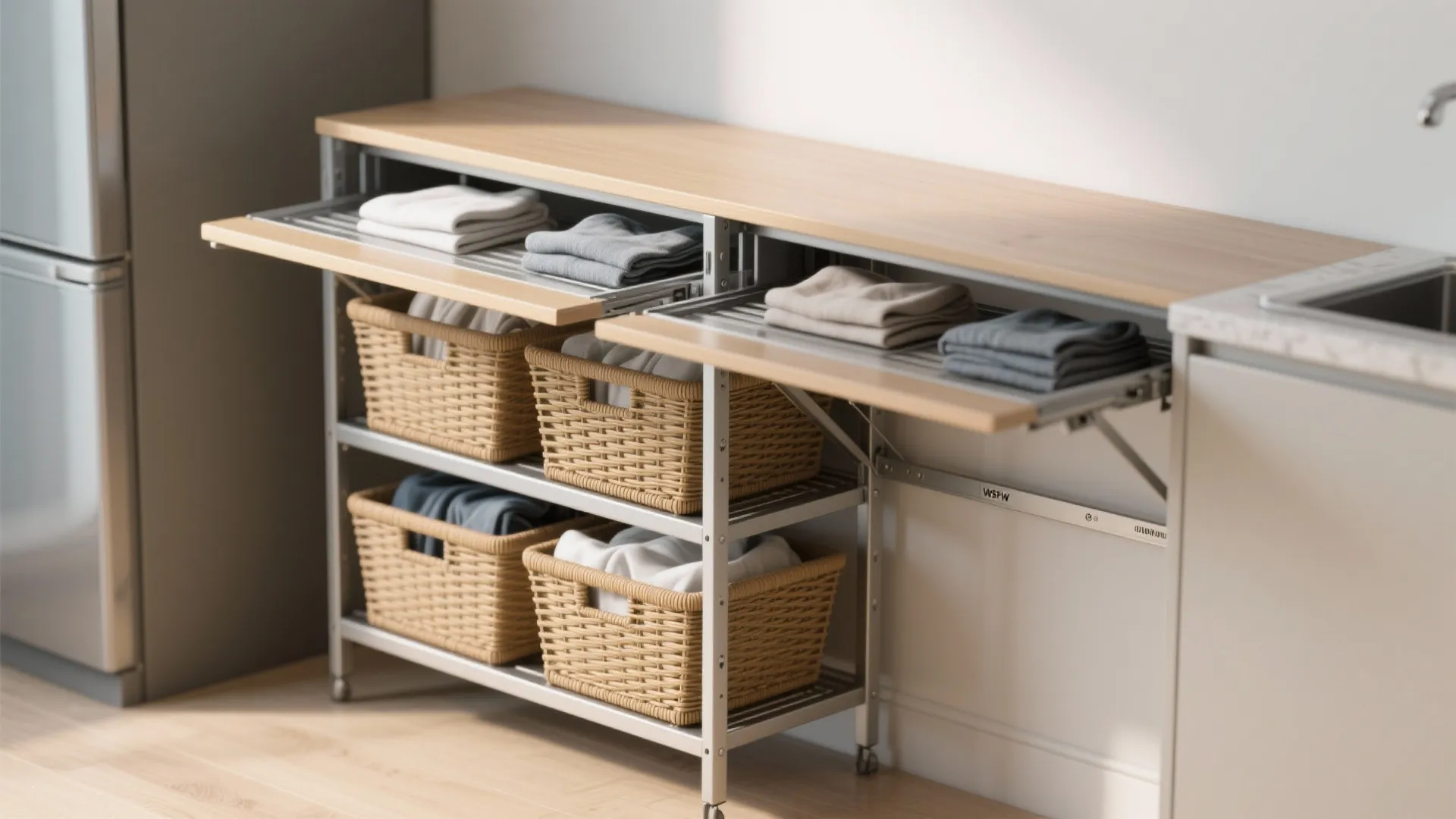5. Stackable Basket Frame with Folding Station