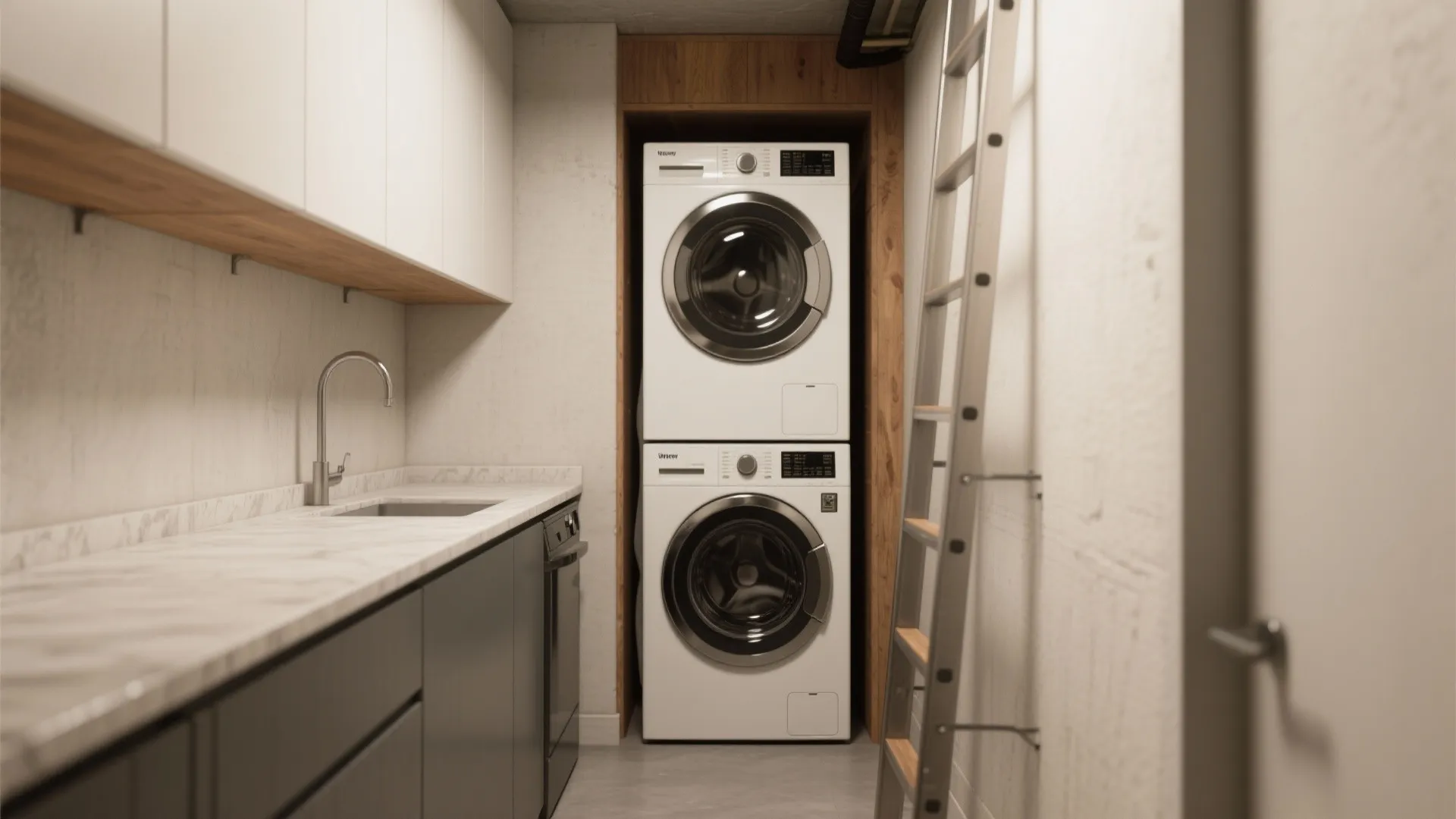 2. Stackable appliances with a folding station