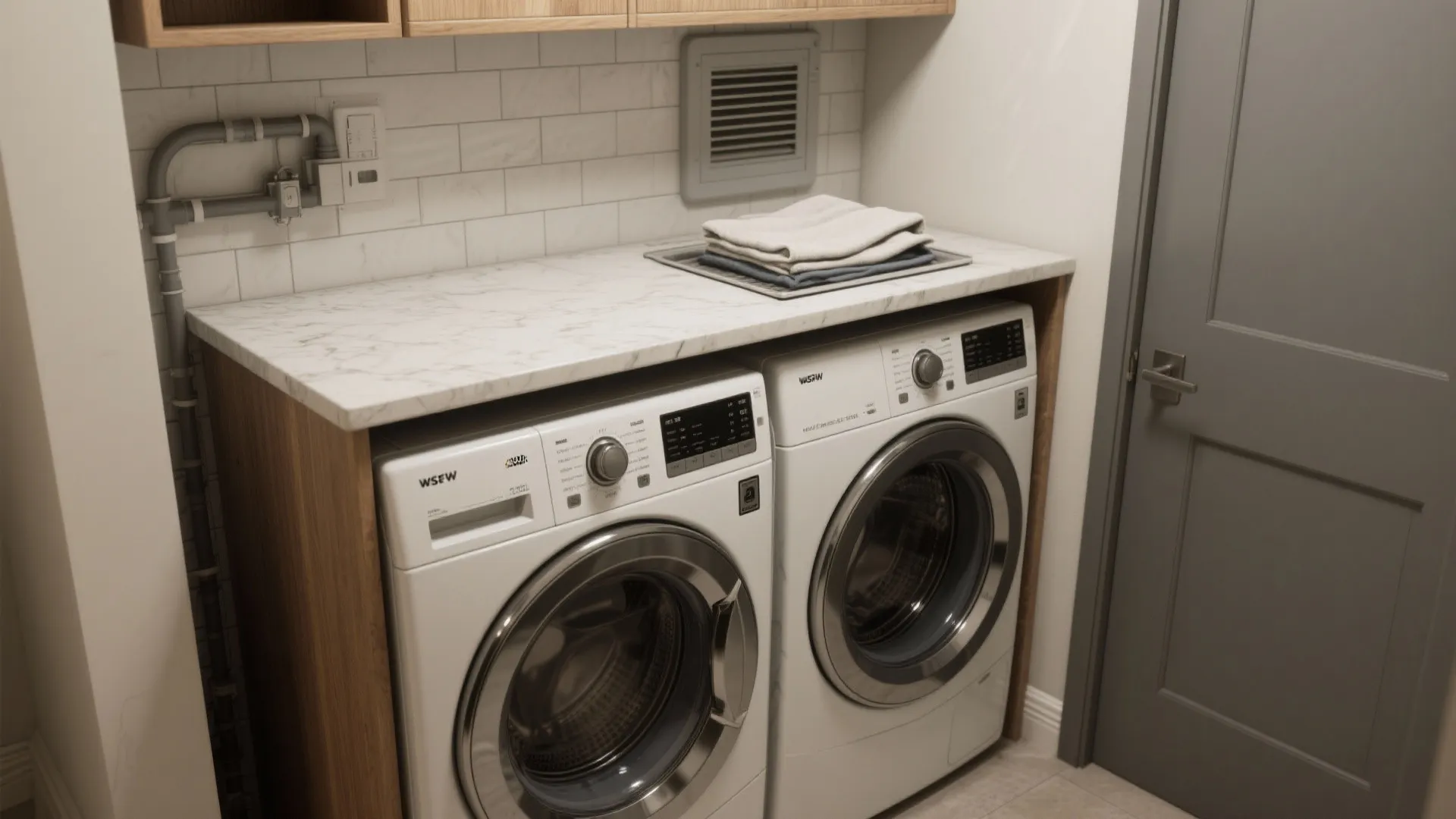3. Stack appliances with a folding counter above