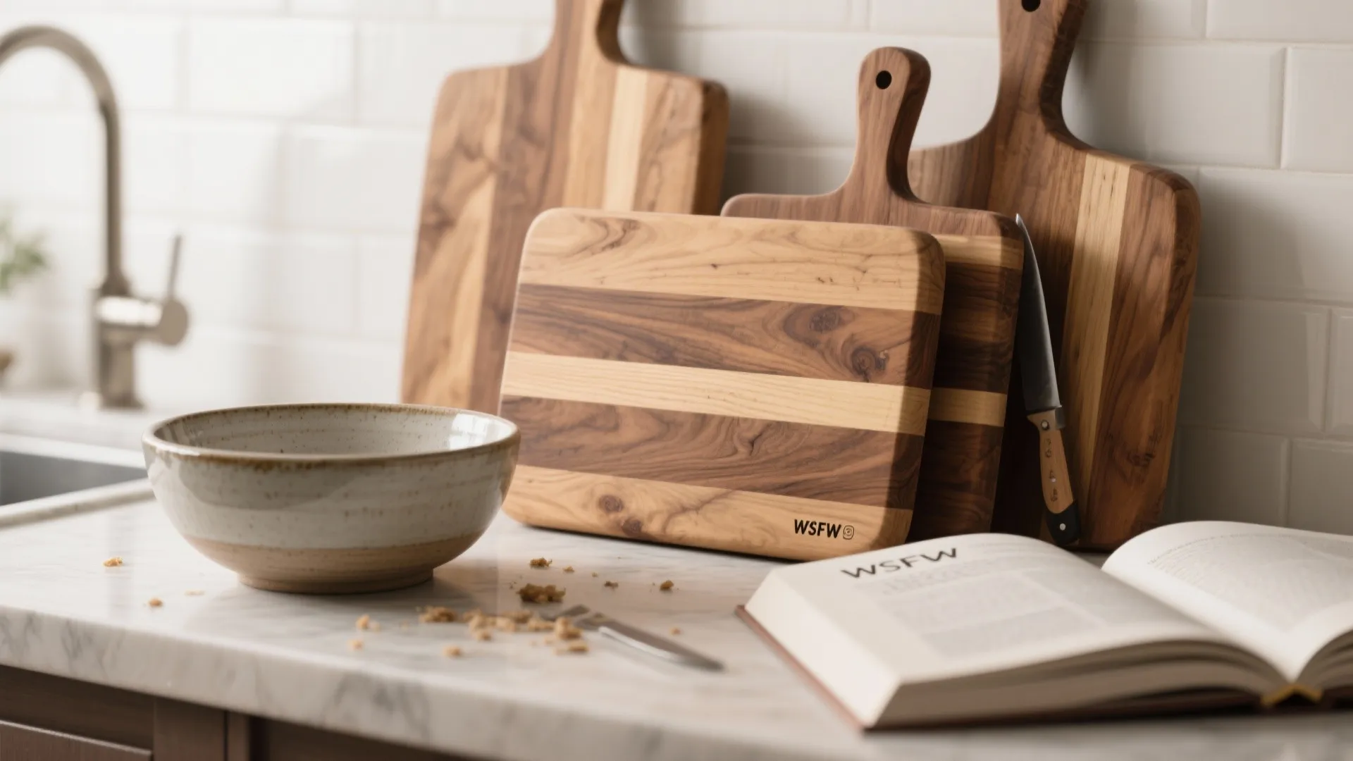 2. Functional art: stacked bowls and cutting boards