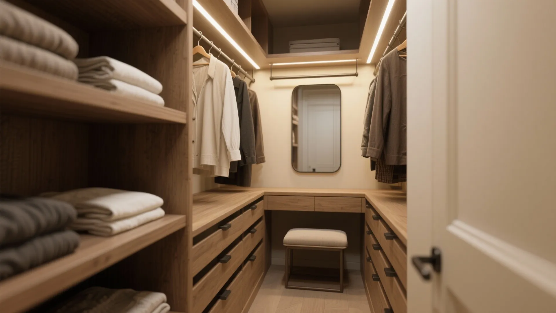 2. Stack storage in the closet with a dressing nook