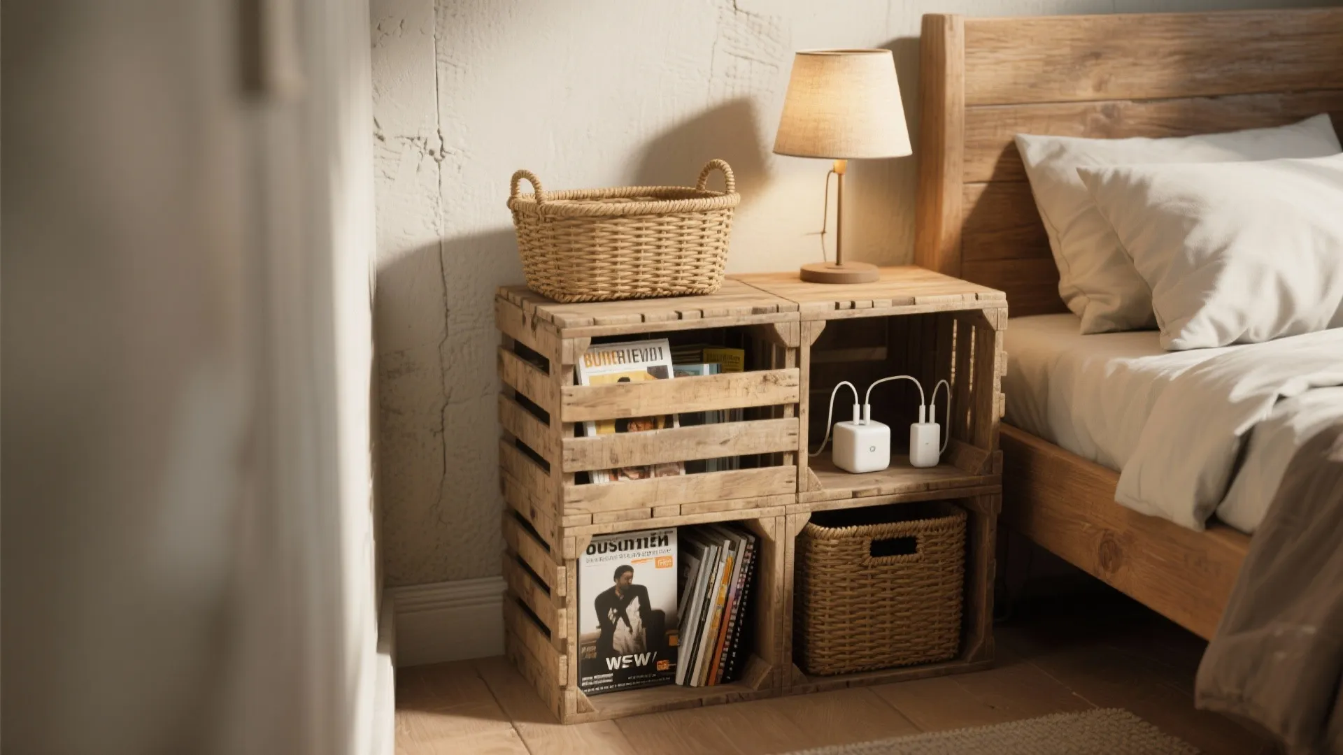 Stacked Crates or Open-Cubby Nightstand