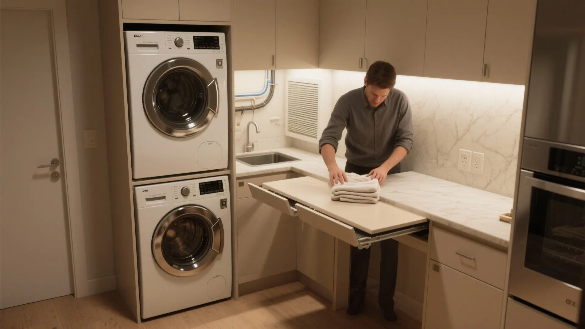 2. Stackables + fold-down counter