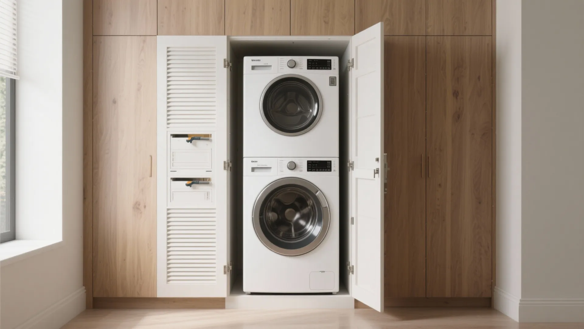 1. Stack vertically and hide the machines