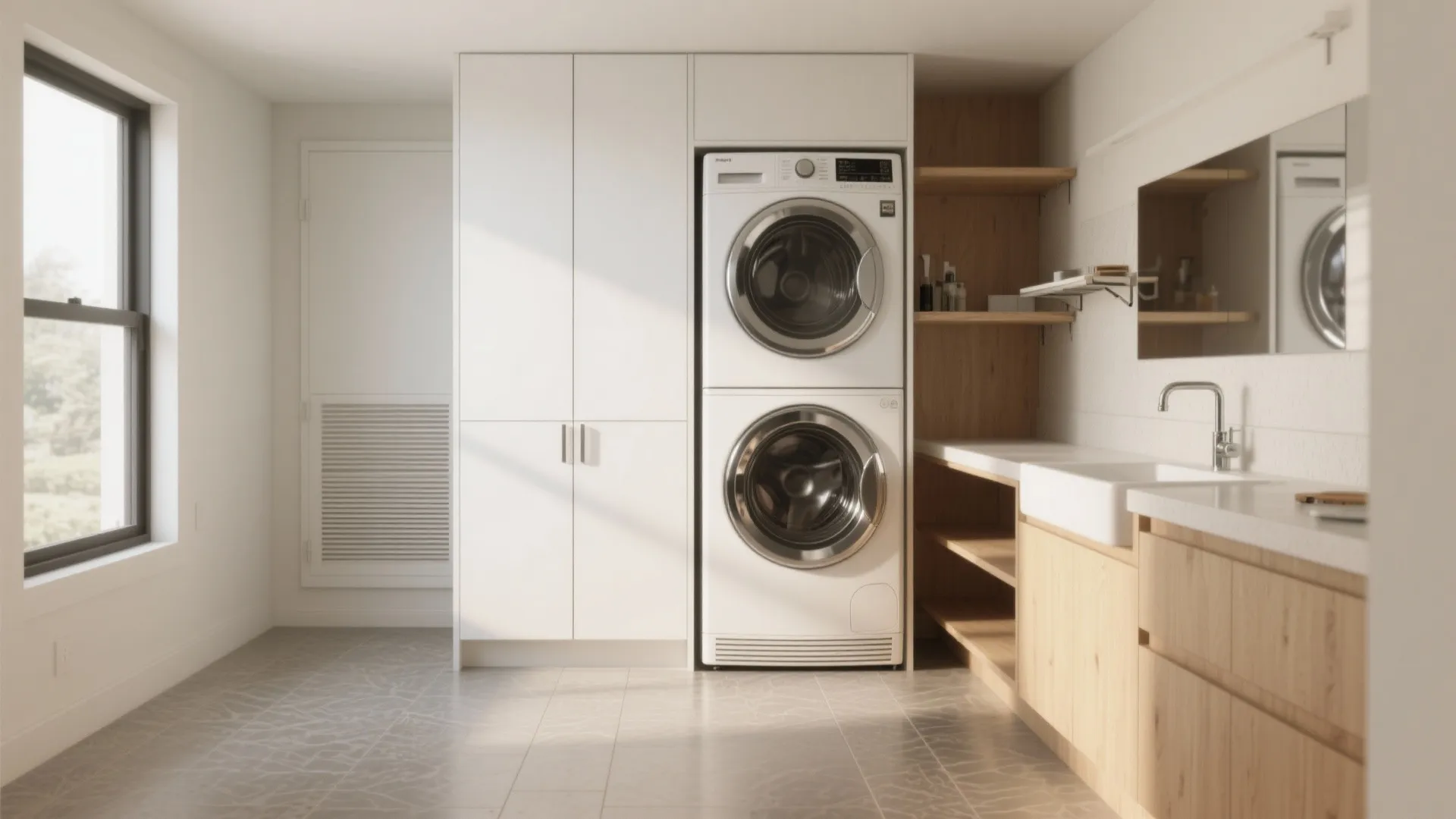 Stackable Laundry Room Ideas: 5 Small-Space Designs: Clever laundry room ideas with a stackable washer and dryer for tiny homes and apartments