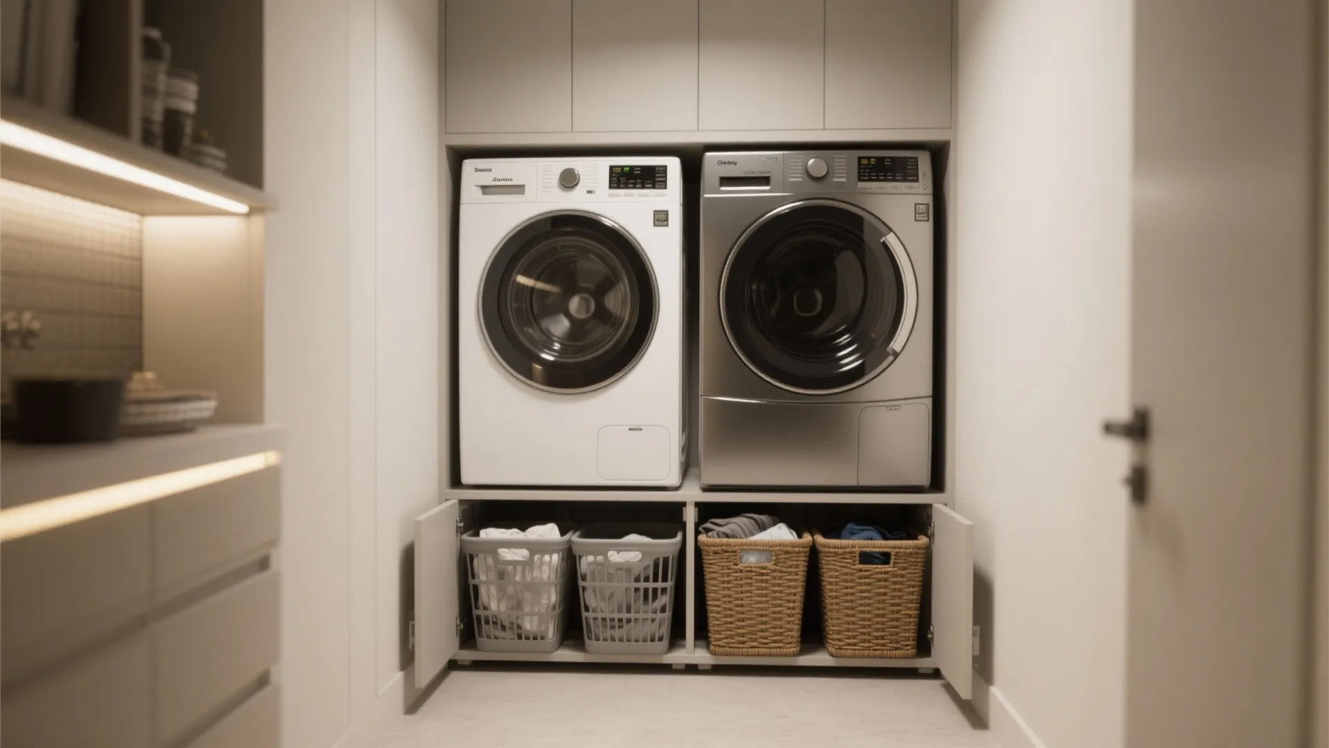 2. Stack machines with pull-out hampers