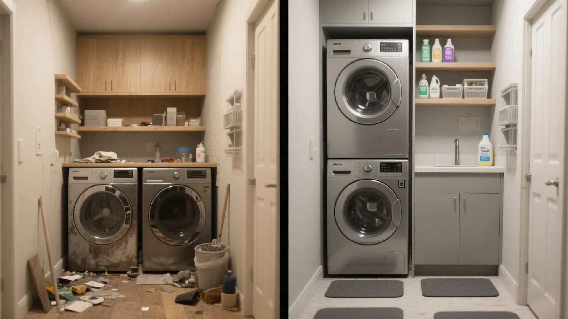 4. Stack Smart: Integrated Washer-Dryer Shelving