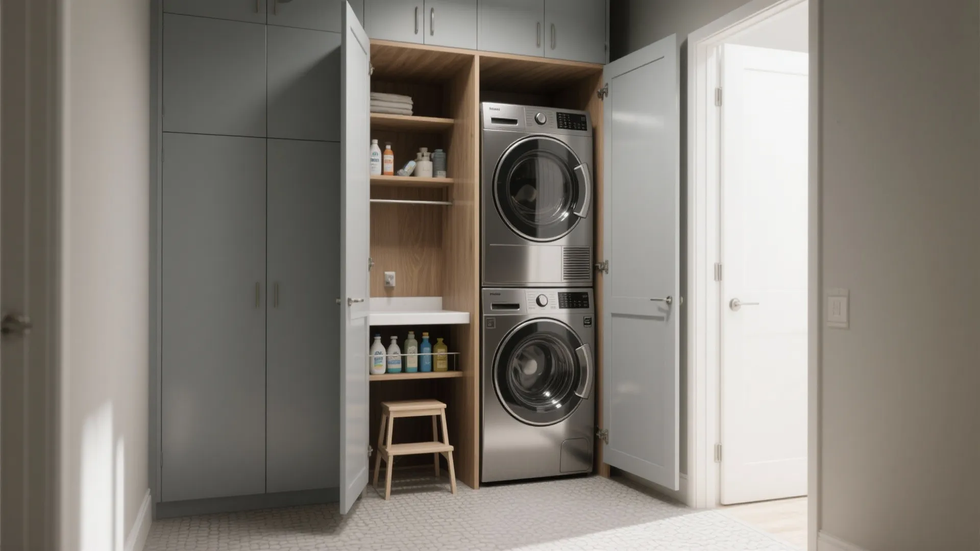 1. Stack Smart: Vertical laundry tower