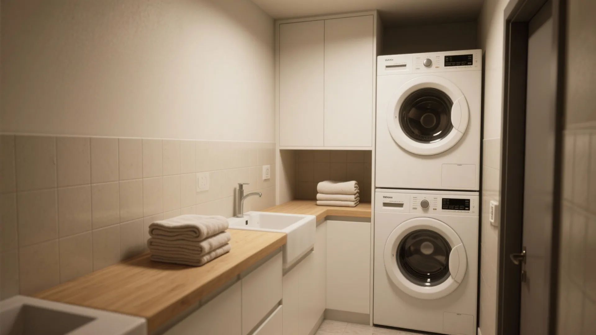 1. Stackable machines + folding ledge