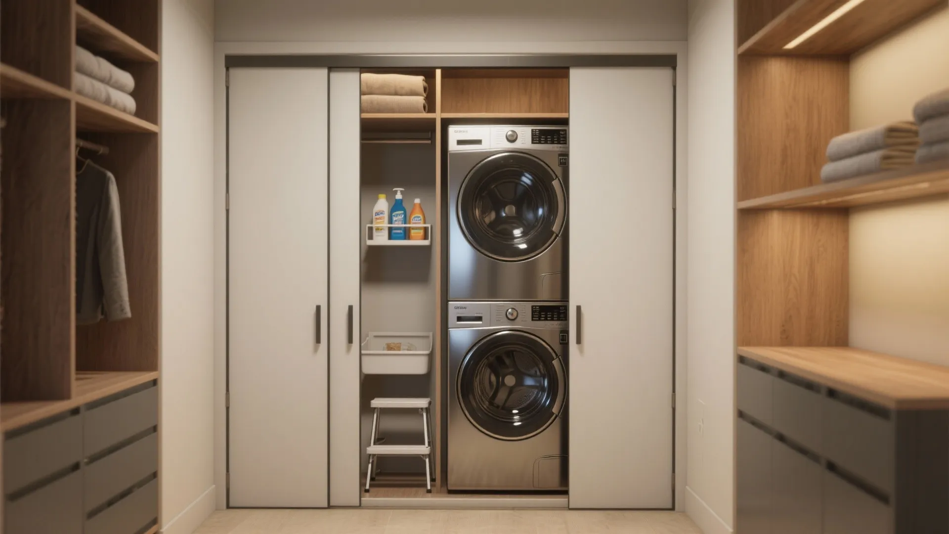 1. Stackable Washer-Dryer Nook