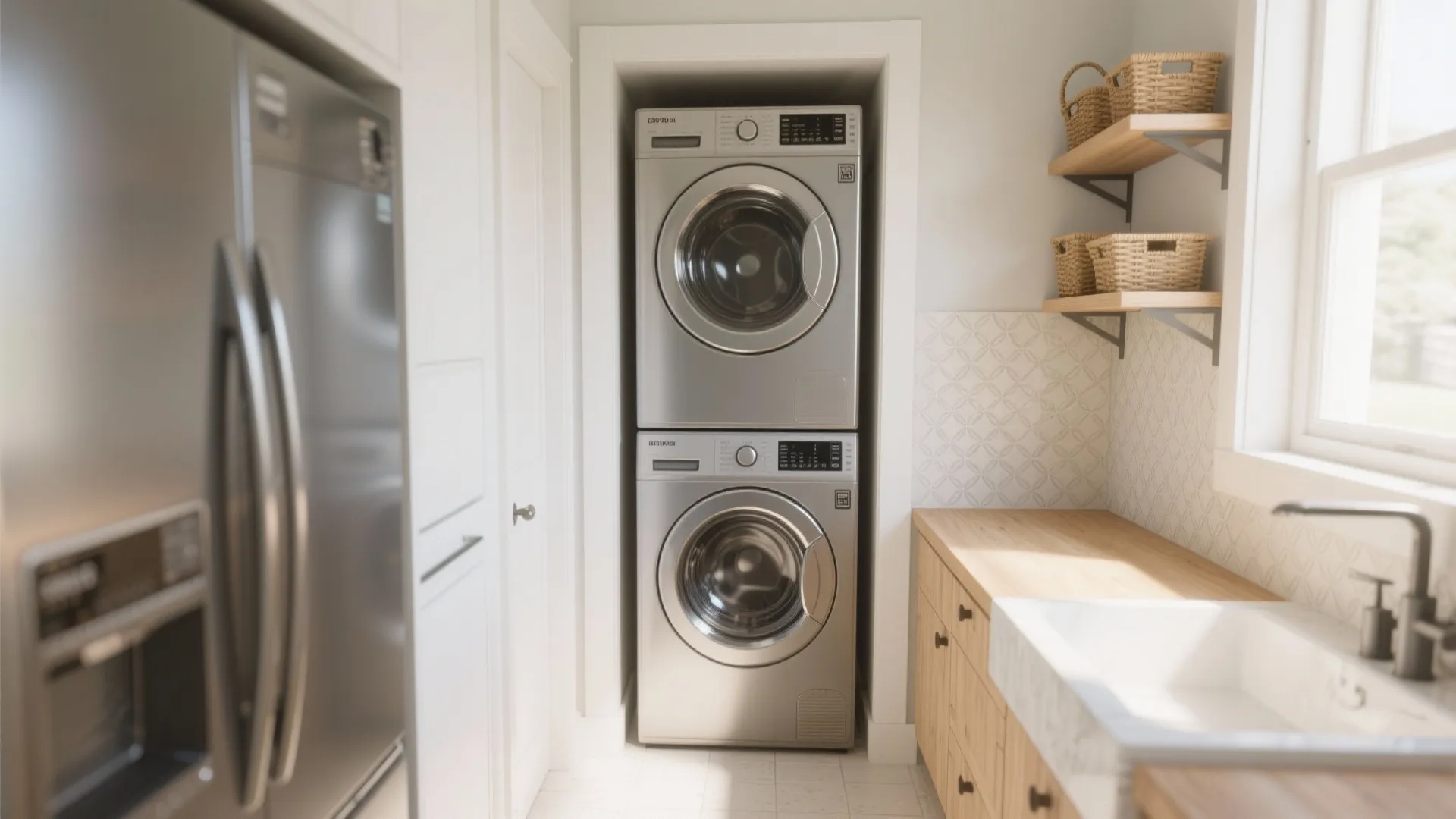 1. Bright Compact Nook with Stacked Units