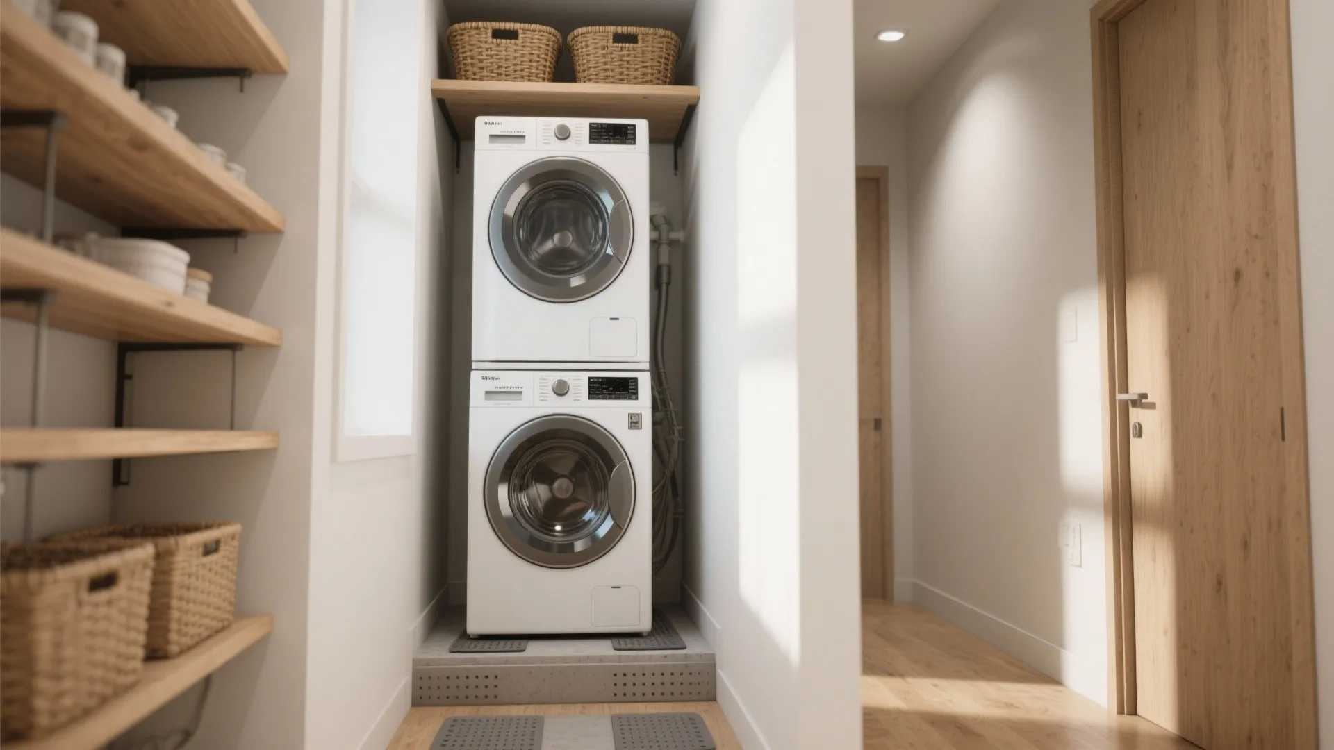 1. Stack and Shift: Vertical Laundry Nook
