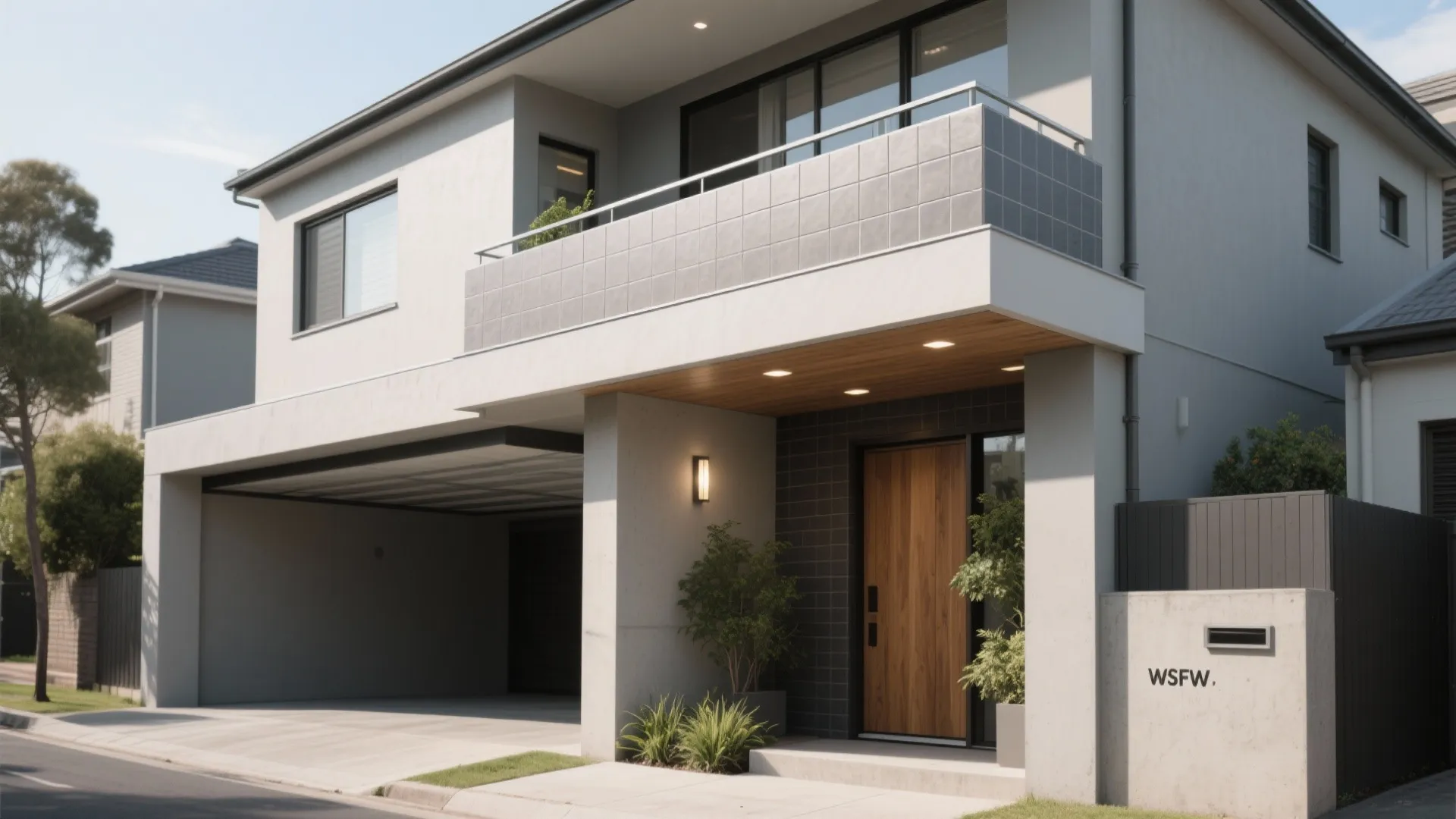 Stacked balcony over a porch or carport (smart on narrow lots)