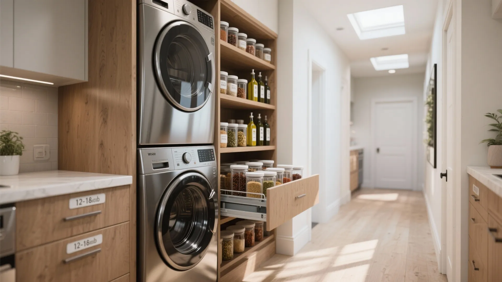 1. Vertical stacking with slide-out pantry