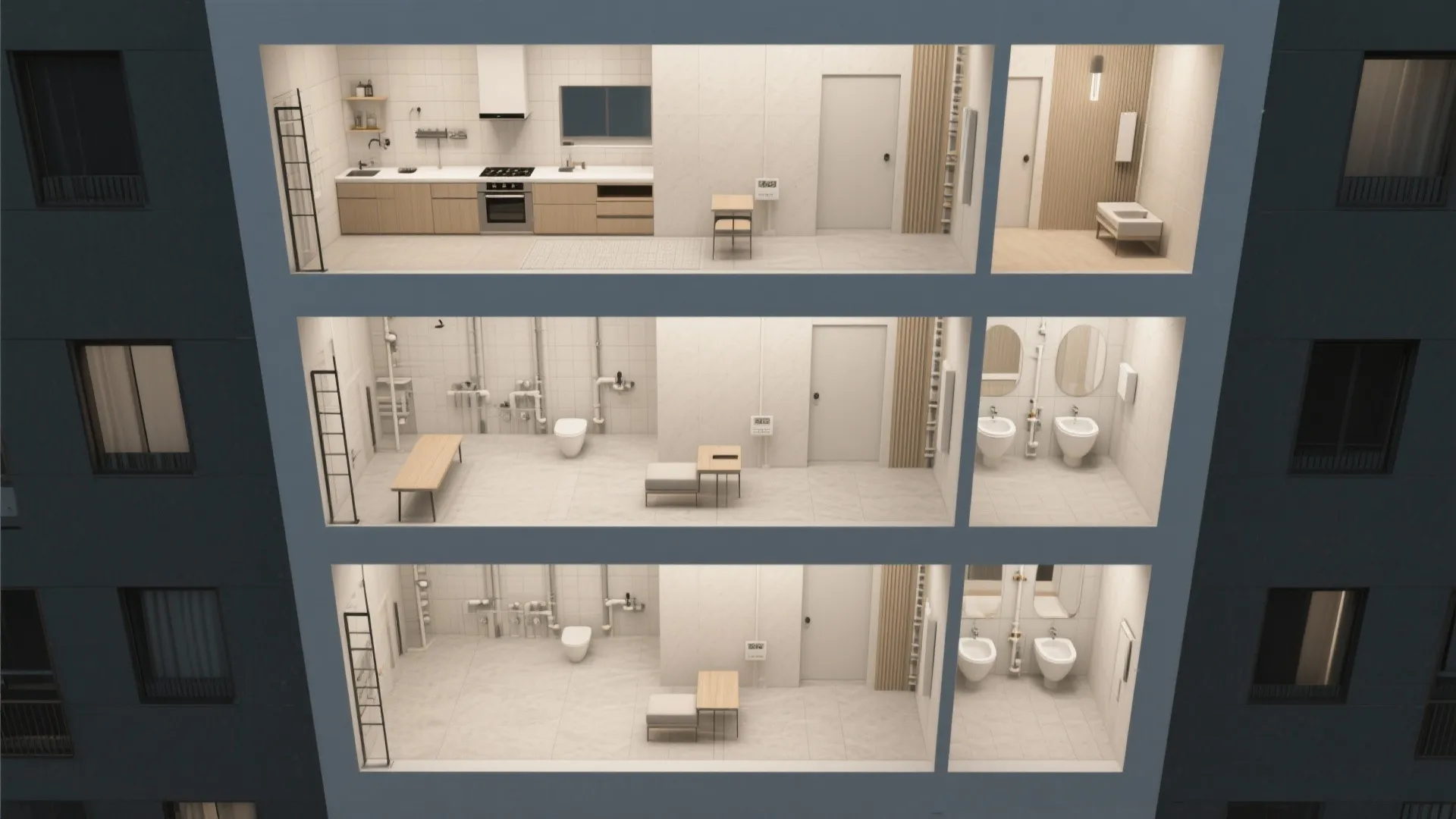 3. Stack plumbing to save money and space