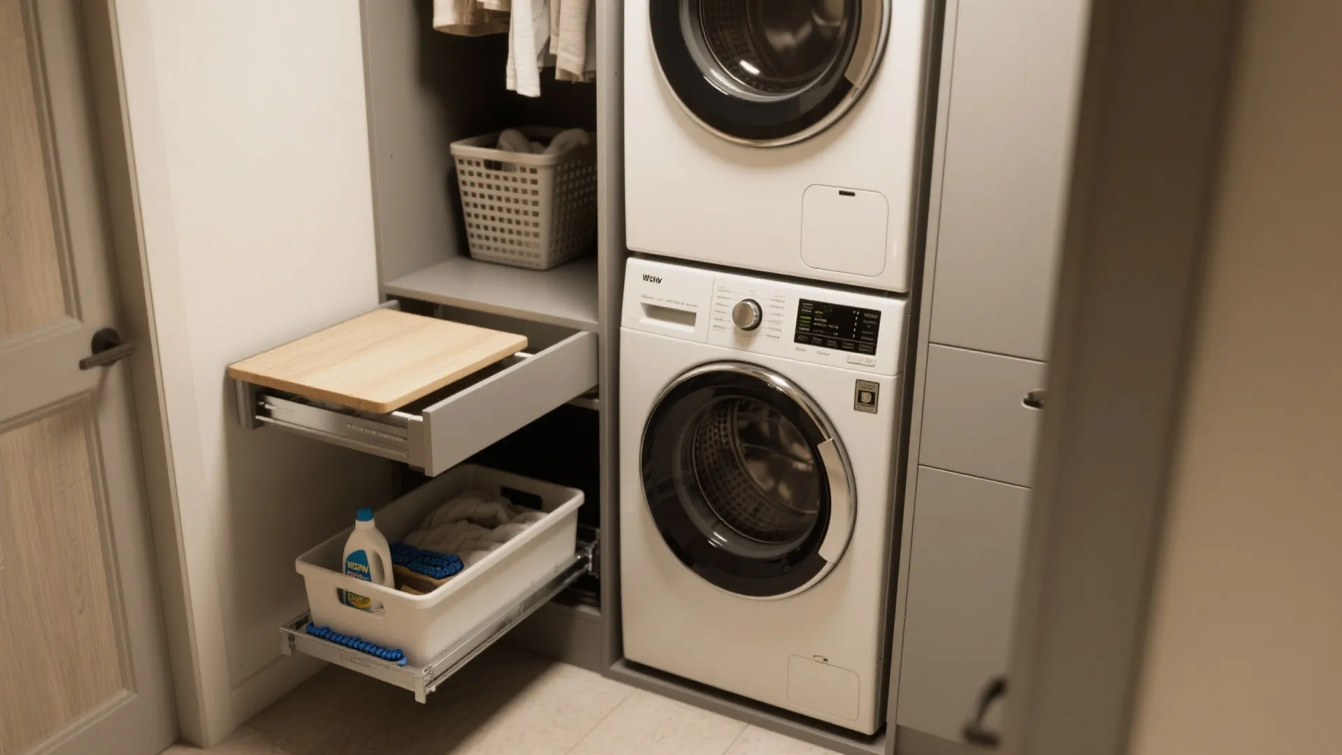 1. Stackable units with pull-out prep shelves