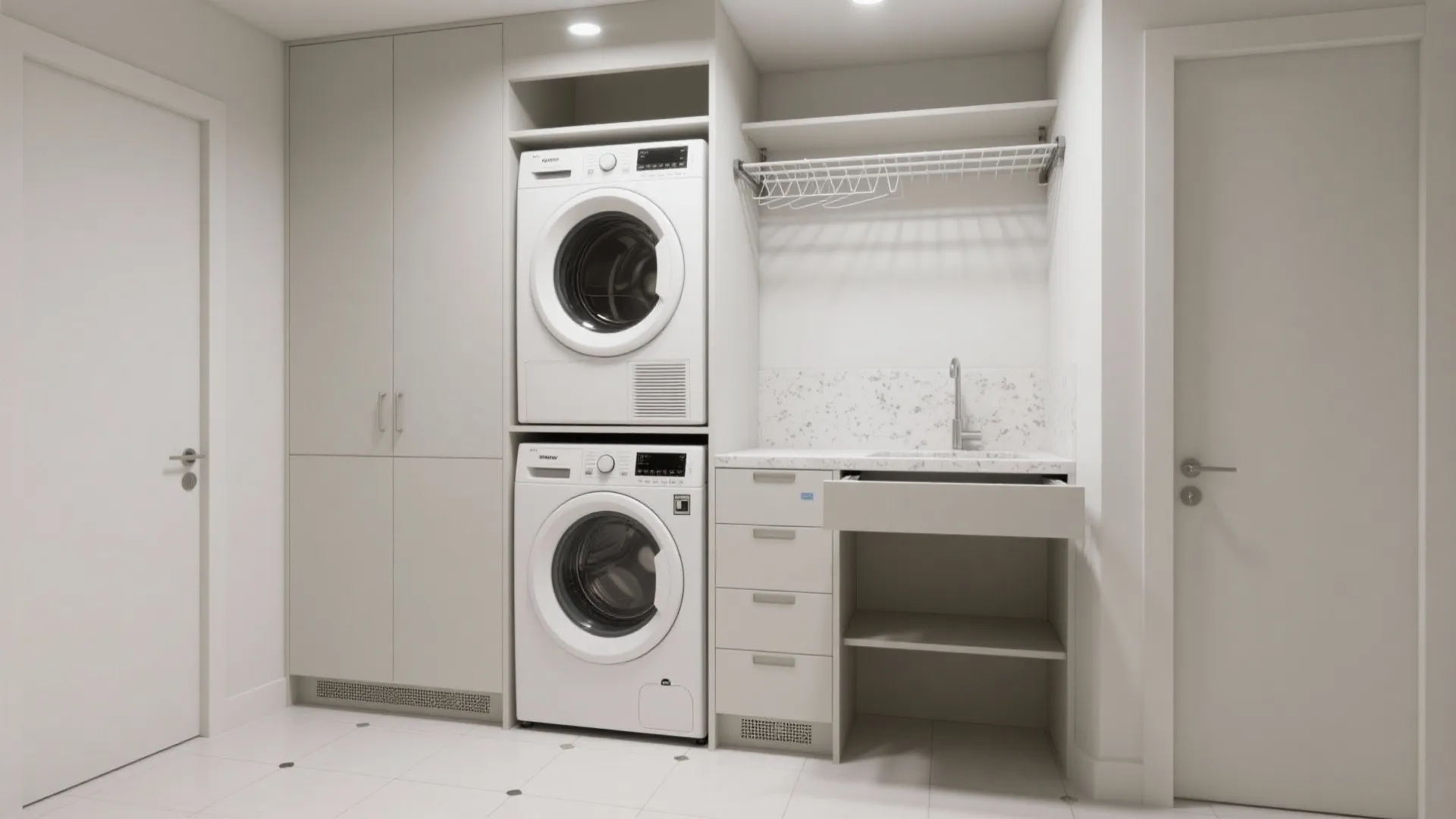 Stacked Washer-Dryer With Pull-Out Worktop