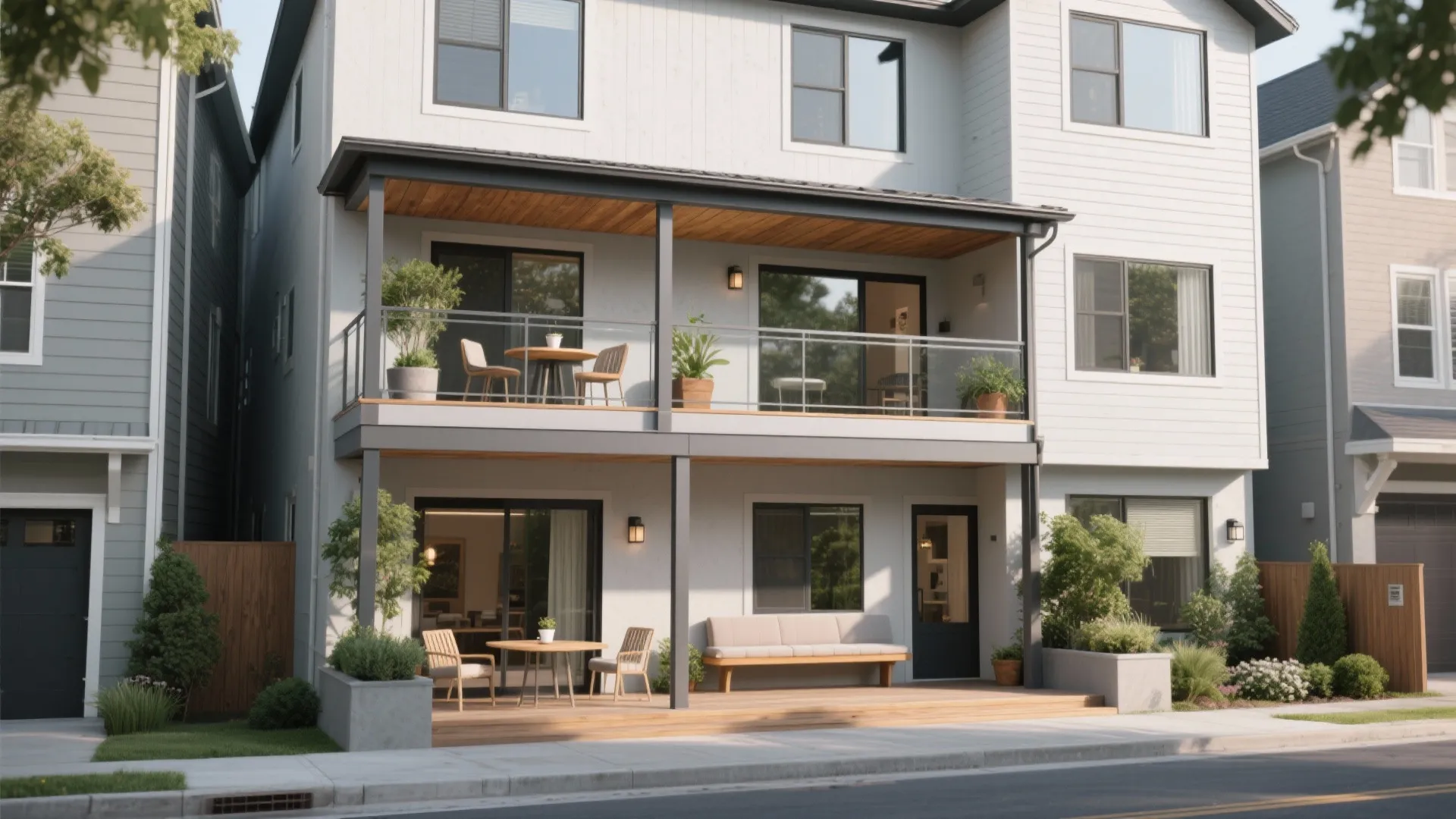 Stacked Outdoor Rooms: Two Levels of Balcony Living