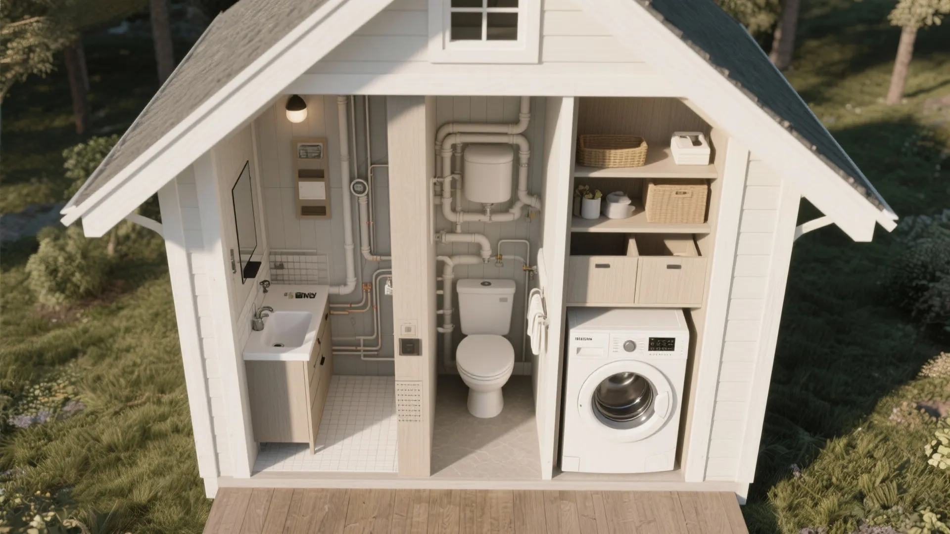 5. Compact service core with stacked utilities