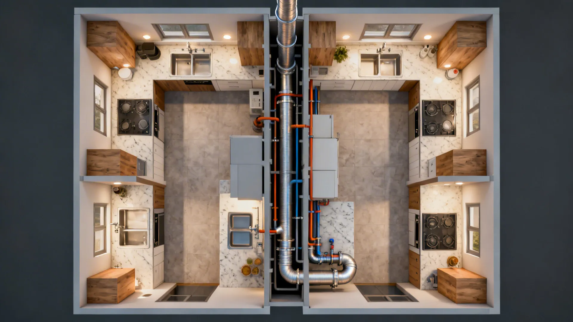 Idea 3: Stacking services to cut plumbing and gas costs