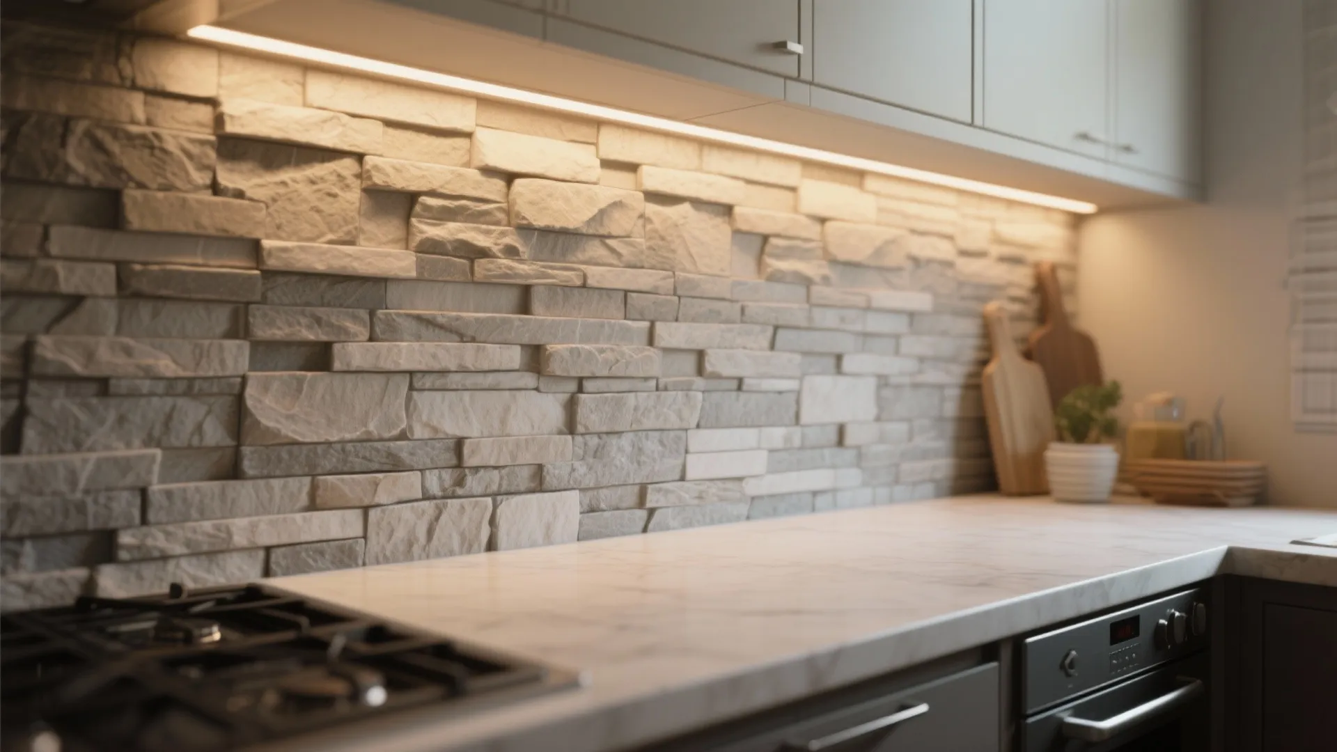 1. Stacked stone strips for texture