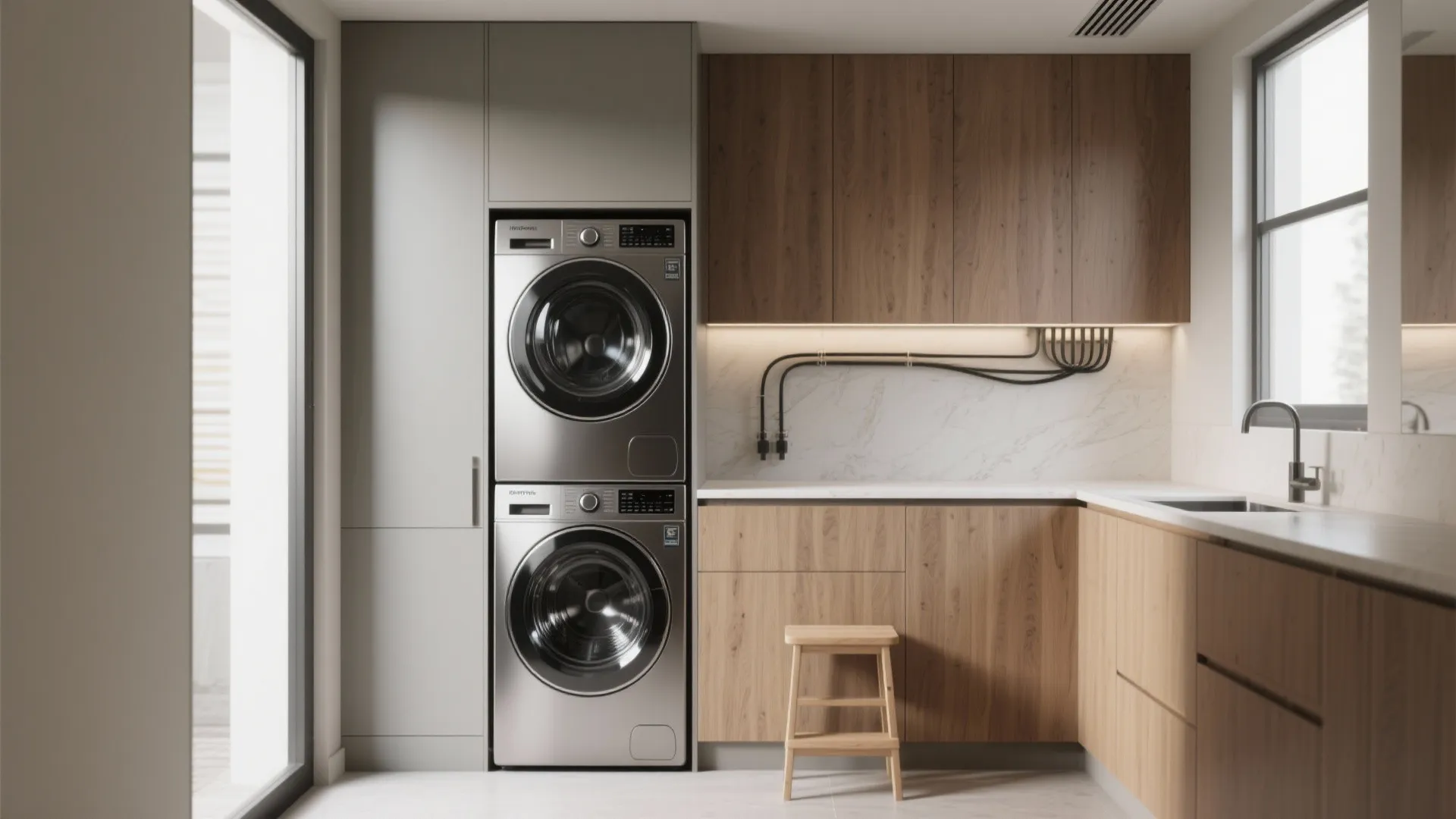 1. Stack, Slide, and Stack Again: Vertical Laundry Systems