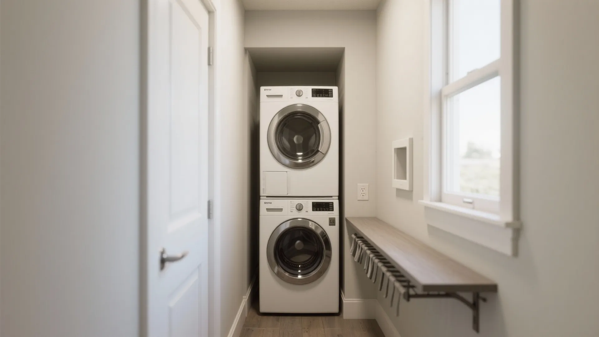 2. Stackable washer-dryer and alcove design