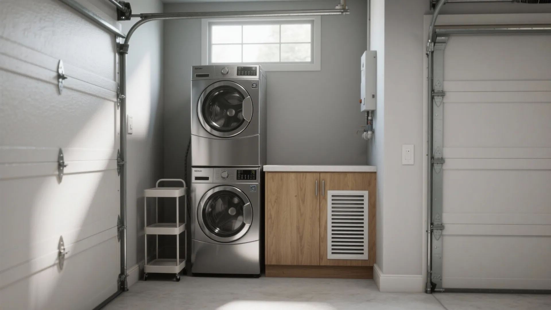 1. Stackable washer-dryer nook
