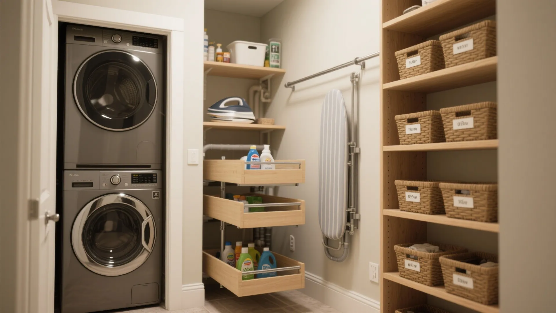 1. Stacked Washer-Dryer with Pull-Out Shelves