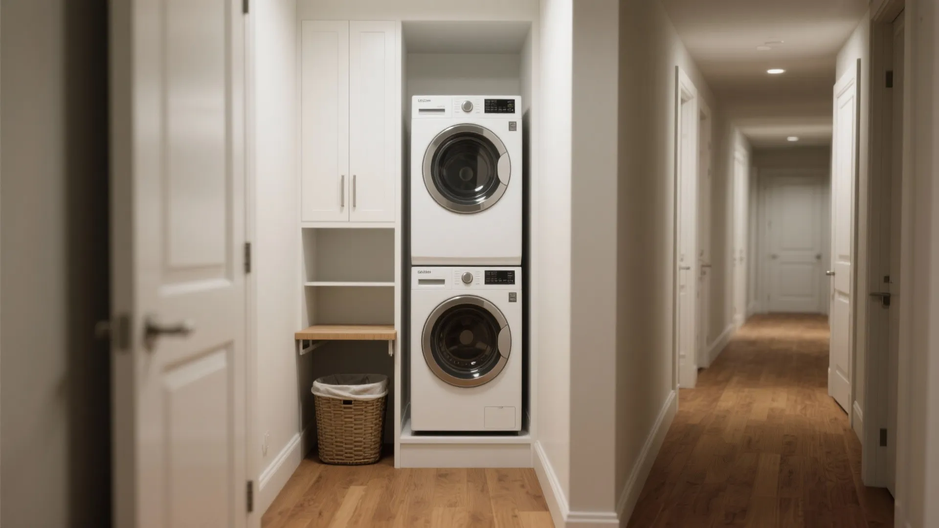 1. Stack it vertically: stacked washer-dryer closet