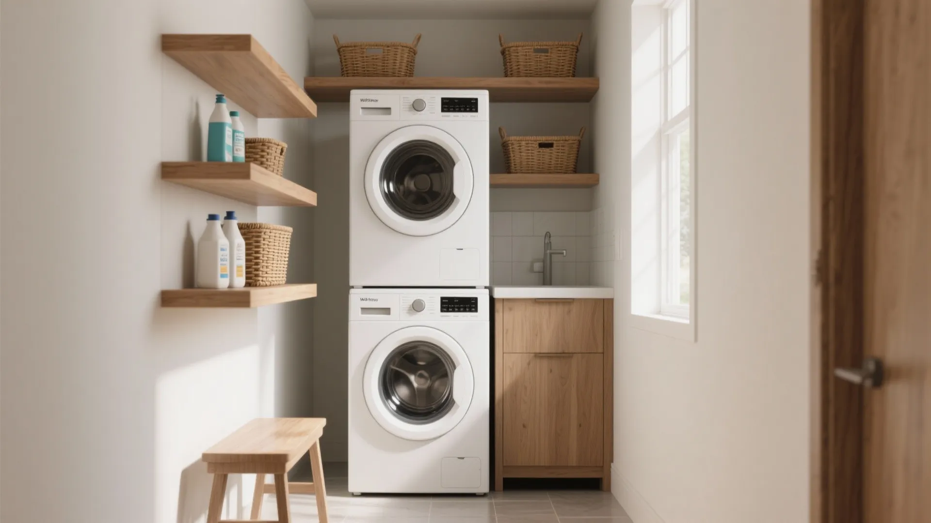 1. Stack and Store: Vertical Machines with Built-in Shelves