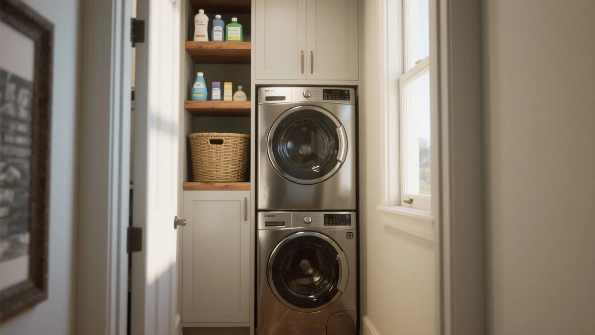 1. Stacked Washer-Dryer with Vertical Storage