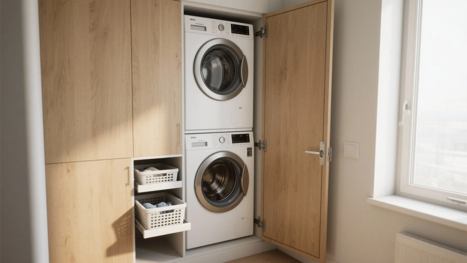 1. Stacked Washer-Dryer Cabinet