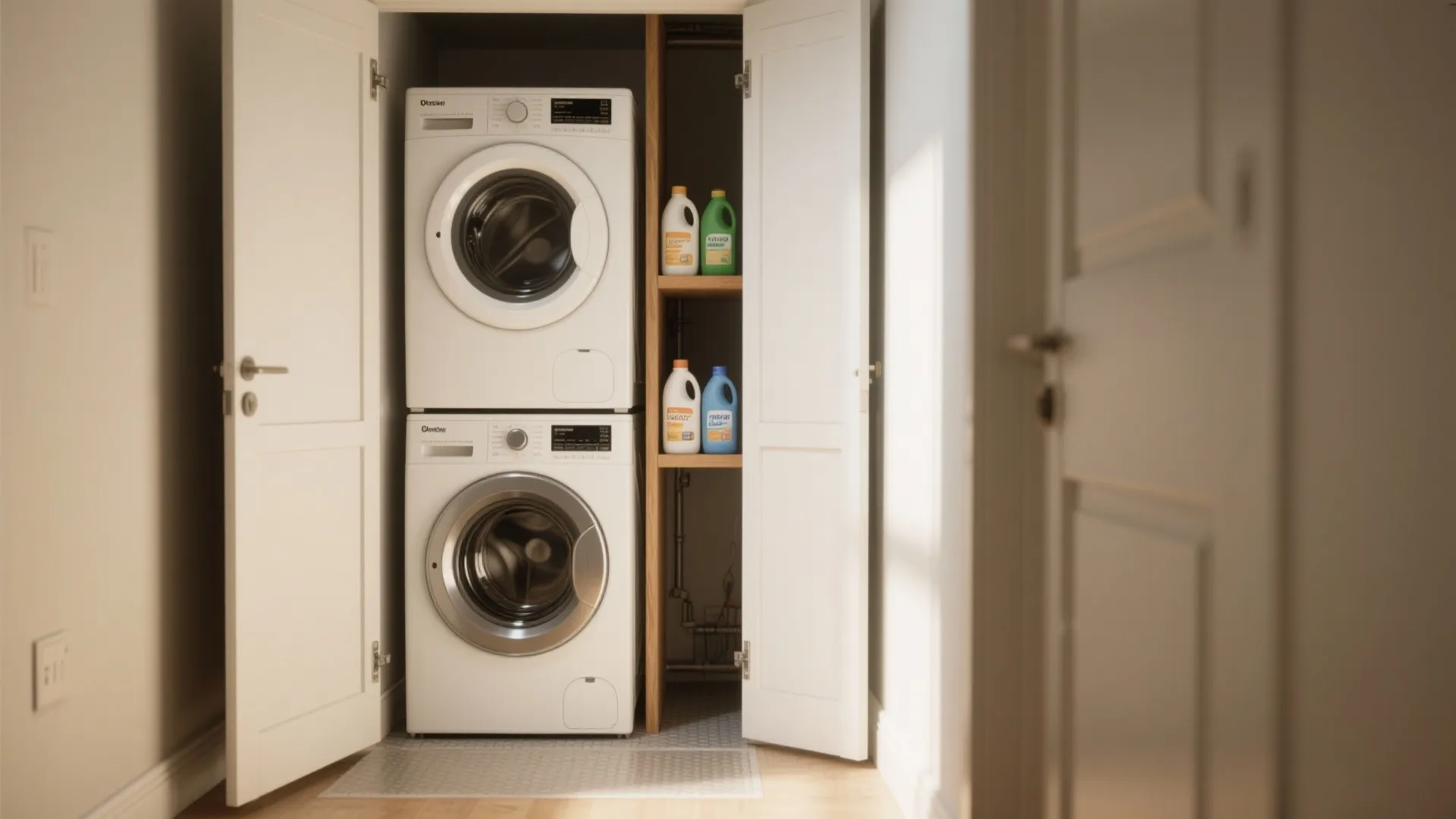 1. Stackable washer-dryer tower