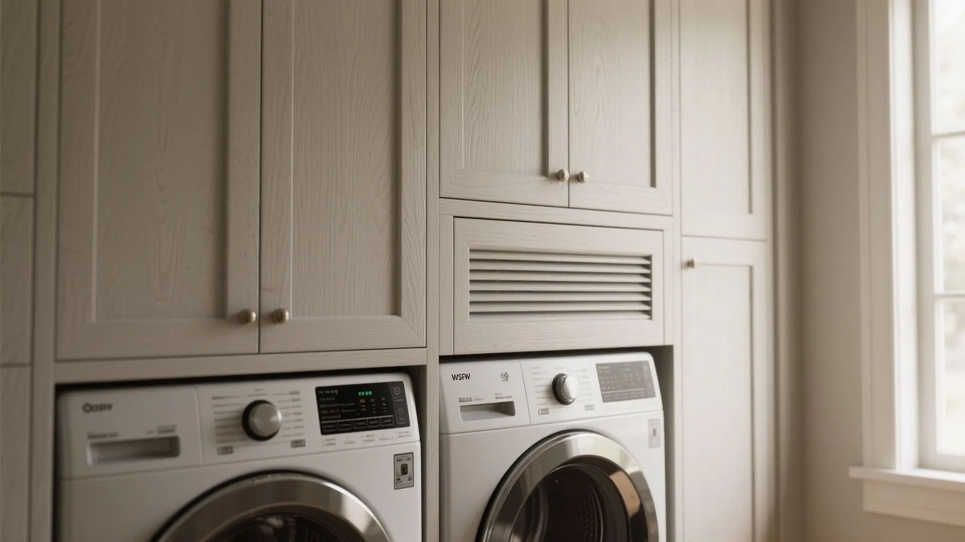 1. Stack and Conceal: Built-in Washer-Dryer Cabinet