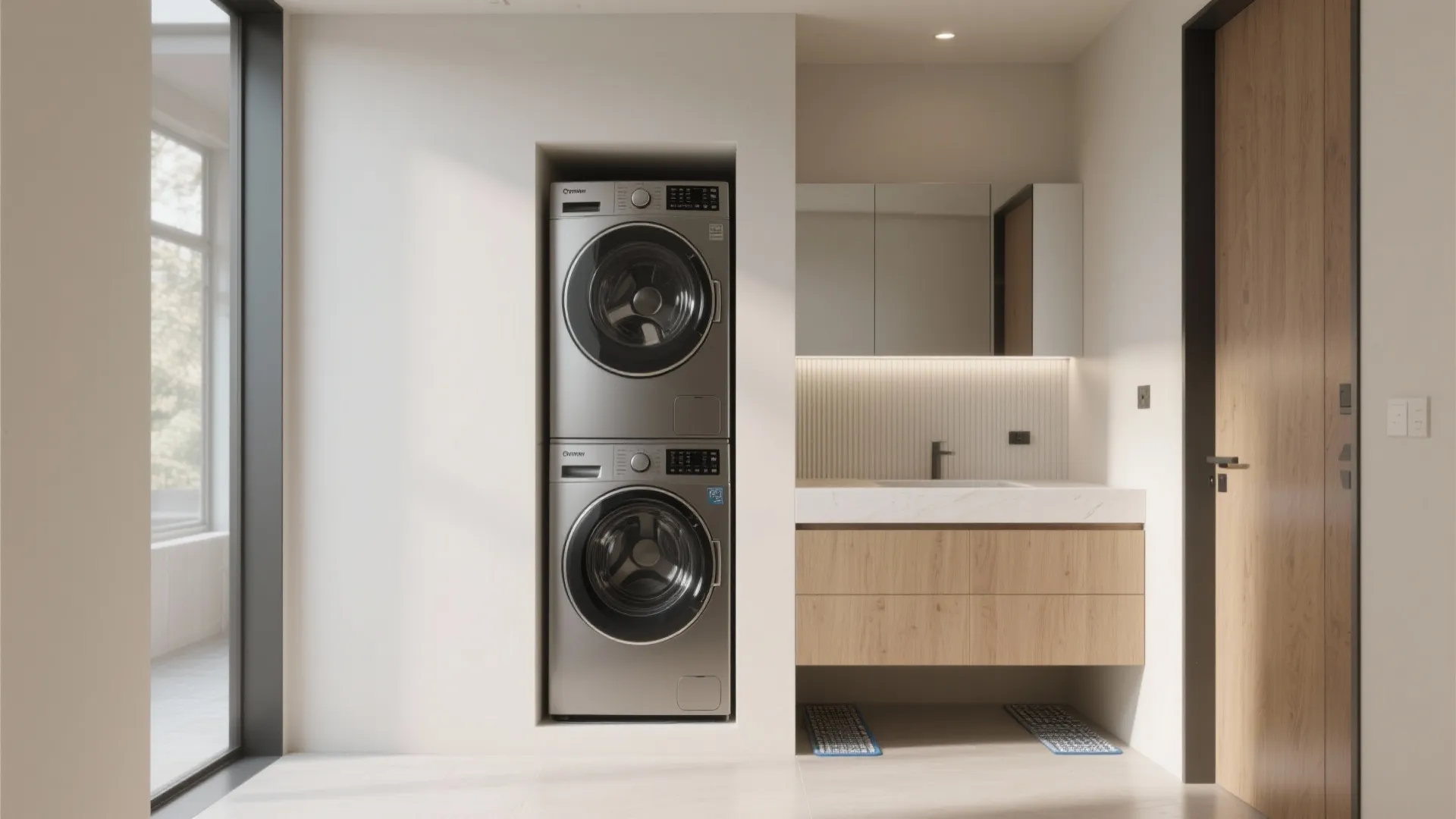1. Stack and tuck: Vertical washer-dryer column
