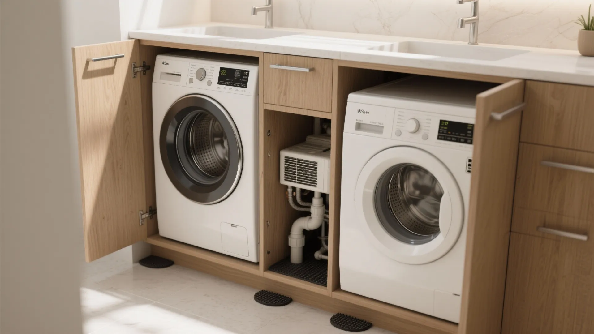 1. The stacked laundry column inside a vanity