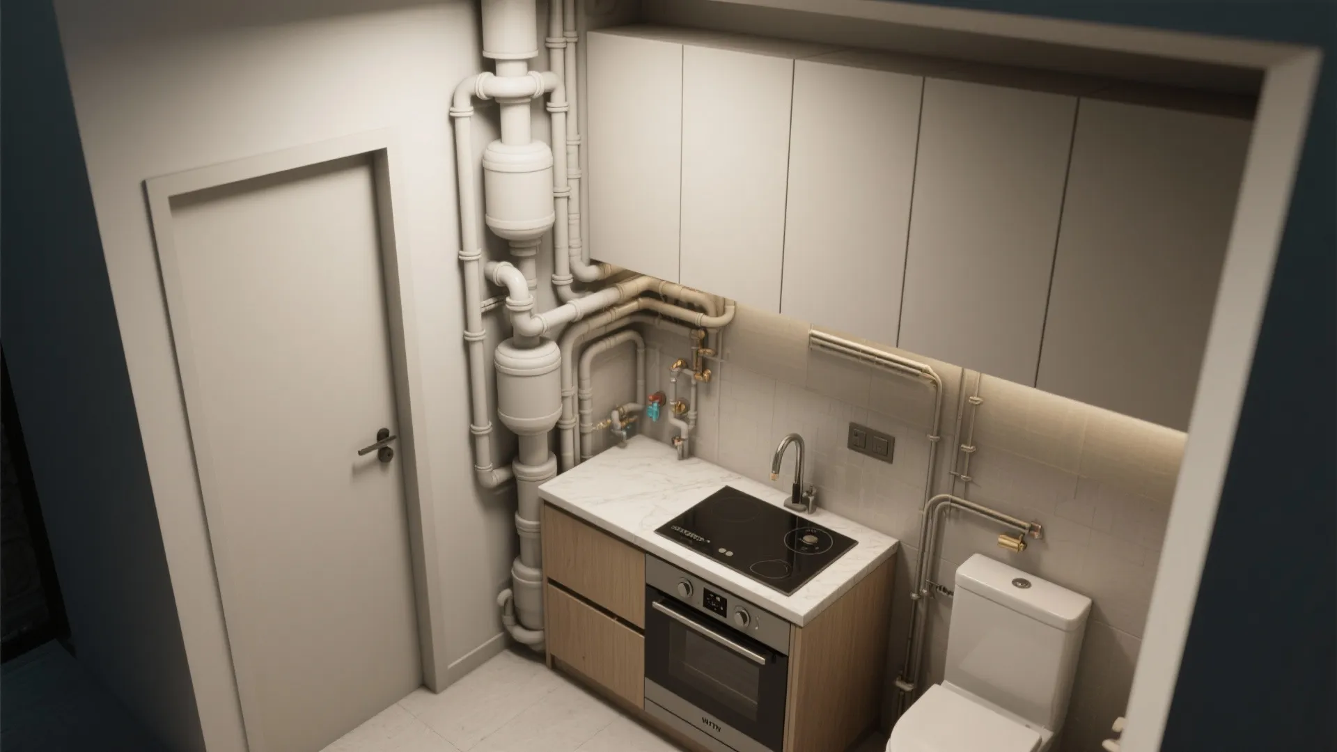 2. Stack wet areas back-to-back