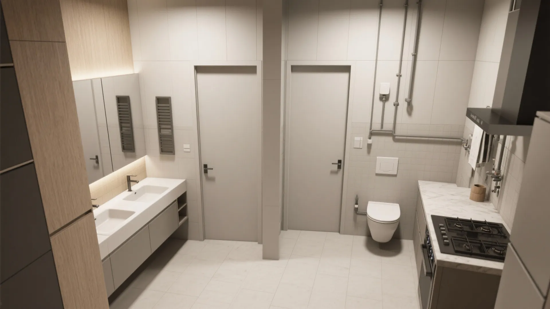 2. Stacking wet areas for plumbing efficiency