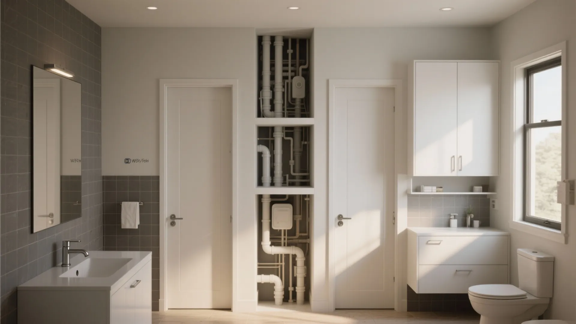 1. Stack wet zones to save space