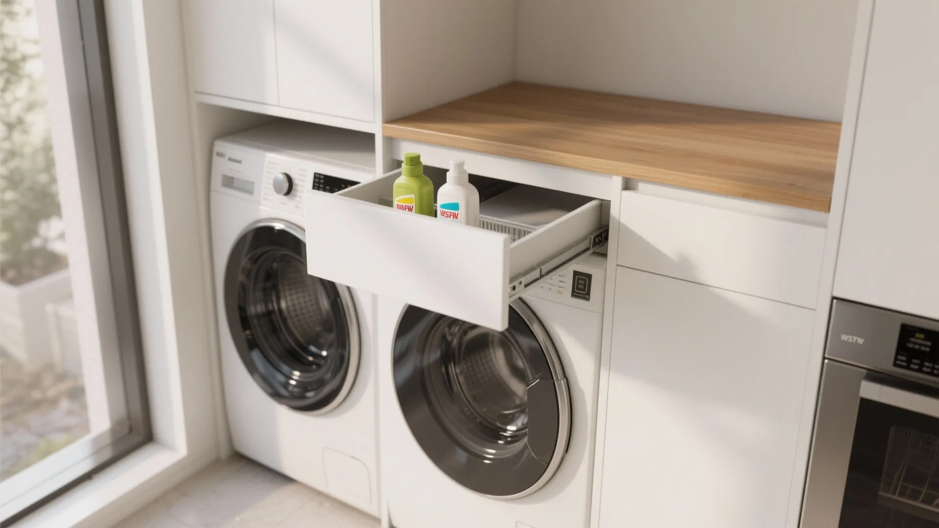 1. Vertical stacking with pull-out shelving