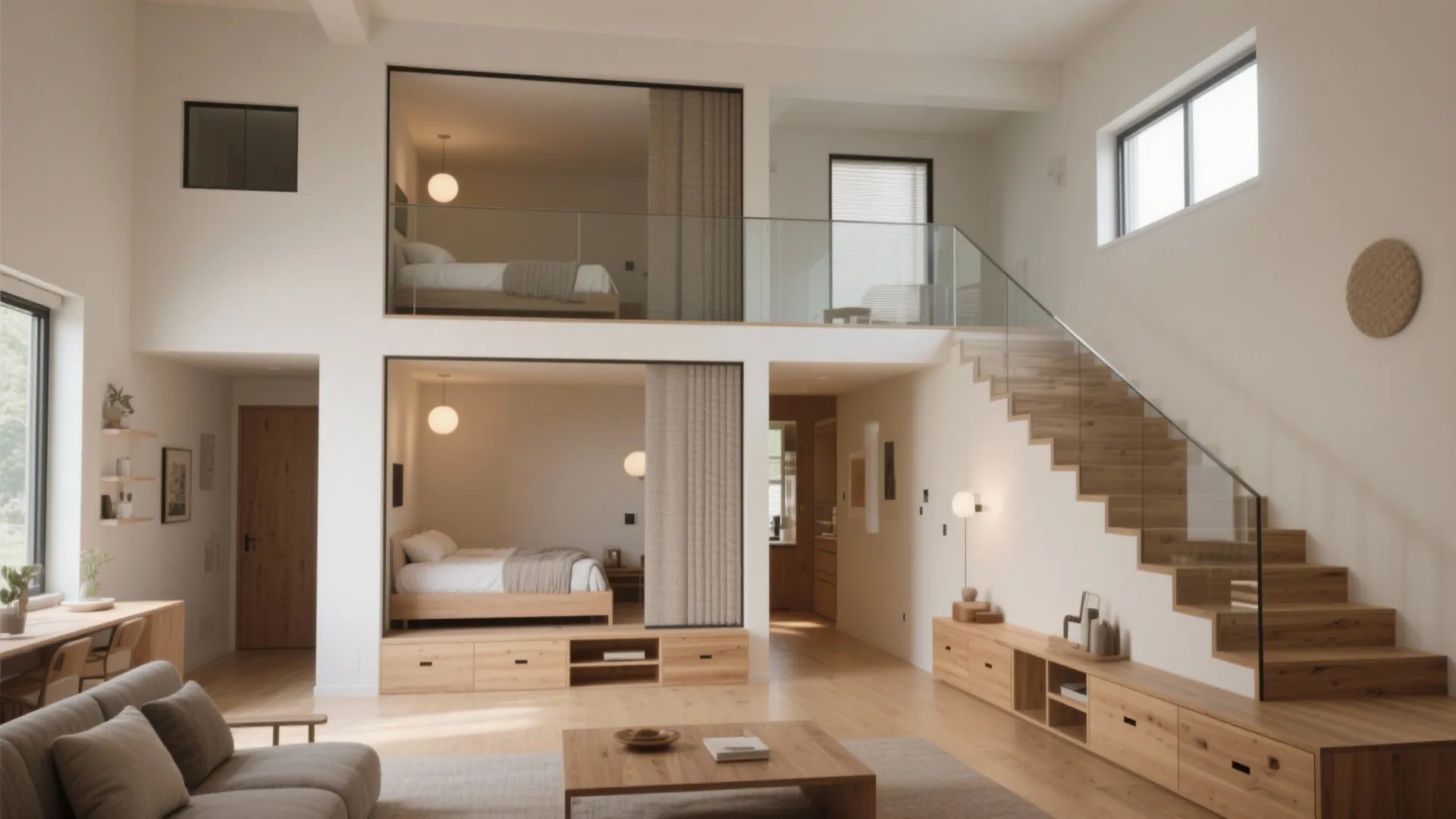 1. Stacked Zones: Ground Floor for Living, Upper Floor for Rest