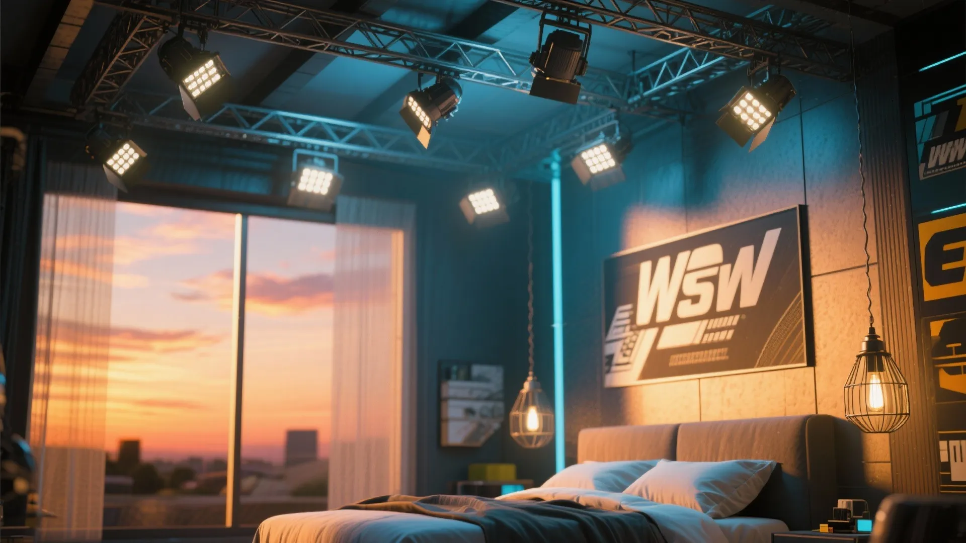 9. Overhead Lights Like Stadium Fixtures