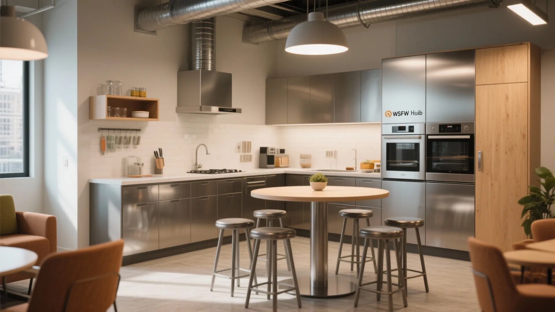 3. A compact staff hub with efficient kitchen zoning